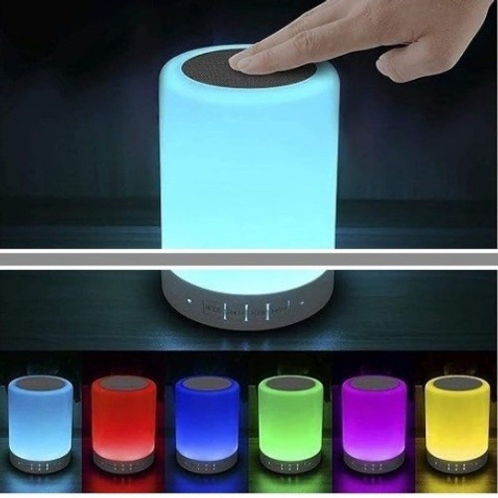 Elecstars Touch Bedside Lamp White Bluetooth Speaker LED Color Changing Light